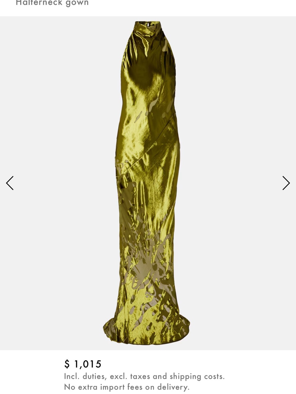 Satin Halterneck Prom Gown in Olive Green